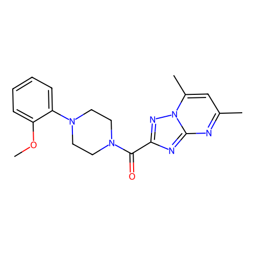 (5,7-dimethyl-[1,2,4]triazolo[1,5-a]pyrimidin-2-yl)(4-(2-methoxyphenyl)piperazin-1-yl)methanone structure