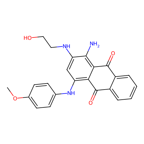 1-amino-2-(2-hydroxyethylamino)-4-(4-methoxyanilino)anthracene-9,10-dione structure