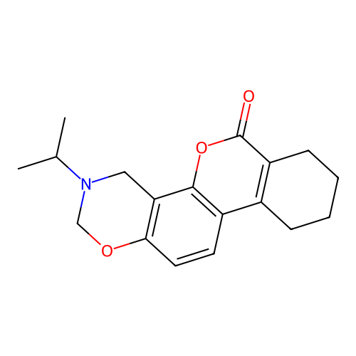 3-isopropyl-3,4,7,8,9,10-hexahydrobenzo[3,4]chromeno[8,7-e][1,3]oxazin-6(2H)-one structure