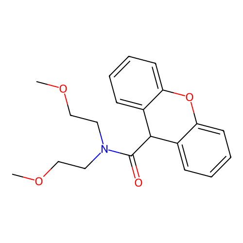N,N-bis(2-methoxyethyl)-9H-xanthene-9-carboxamide structure