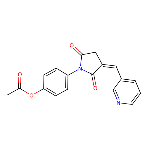 4-[(3Z)-2,5-dioxo-3-(pyridin-3-ylmethylidene)pyrrolidin-1-yl]phenyl acetate structure
