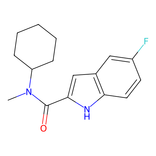 N-cyclohexyl-5-fluoro-N-methyl-1H-indole-2-carboxamide structure