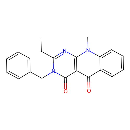 3-benzyl-2-ethyl-10-methylpyrimido[4,5-b]quinoline-4,5(3H,10H)-dione structure