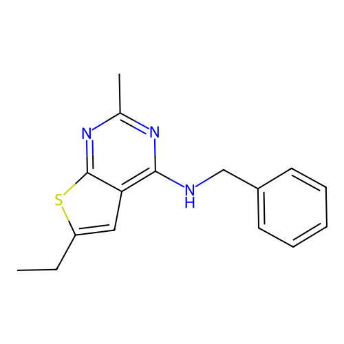 N-benzyl-6-ethyl-2-methylthieno[2,3-d]pyrimidin-4-amine structure