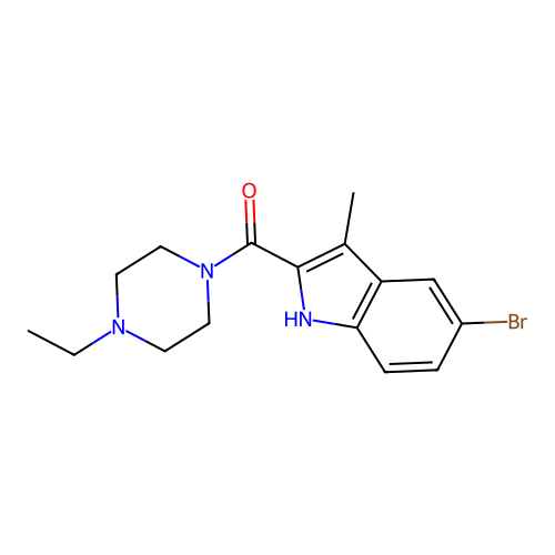 (5-bromo-3-methyl-1H-indol-2-yl)(4-ethylpiperazin-1-yl)methanone structure