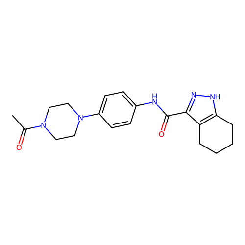 N-(4-(4-acetylpiperazin-1-yl)phenyl)-4,5,6,7-tetrahydro-1H-indazole-3-carboxamide structure