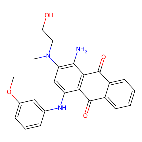 1-amino-2-((2-hydroxyethyl)(methyl)amino)-4-((3-methoxyphenyl)amino)anthracene-9,10-dione structure