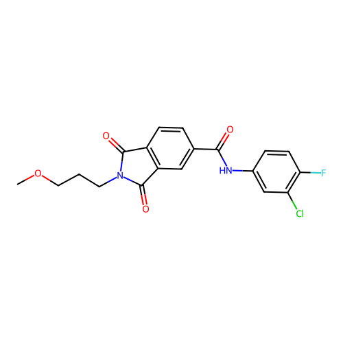 N-(3-chloro-4-fluorophenyl)-2-(3-methoxypropyl)-1,3-dioxoisoindole-5-carboxamide structure