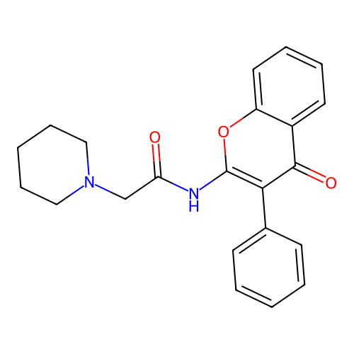N-(4-oxo-3-phenyl-4H-chromen-2-yl)-2-(piperidin-1-yl)acetamide structure