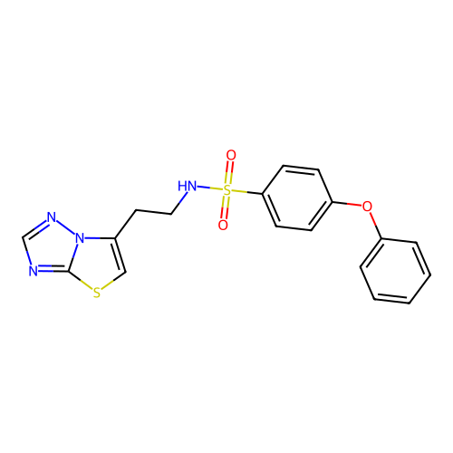 4-phenoxy-N-[2-([1,3]thiazolo[3,2-b][1,2,4]triazol-6-yl)ethyl]benzenesulfonamide structure