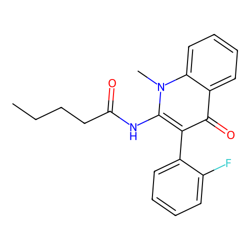 N-(3-(2-fluorophenyl)-1-methyl-4-oxo-1,4-dihydroquinolin-2-yl)pentanamide structure