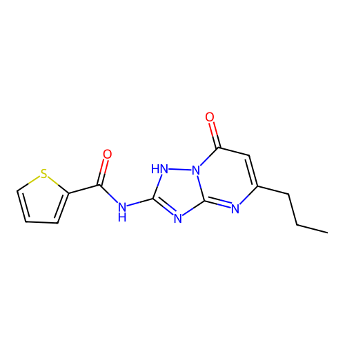 N-(7-oxo-5-propyl-4,7-dihydro-[1,2,4]triazolo[1,5-a]pyrimidin-2-yl)thiophene-2-carboxamide structure