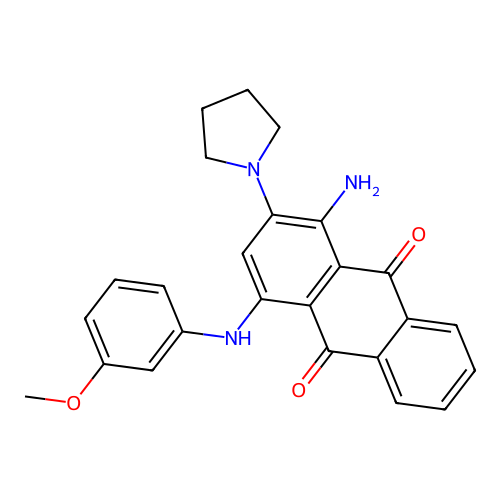 1-Amino-4-((3-methoxyphenyl)amino)-2-(pyrrolidin-1-yl)anthracene-9,10-dione structure