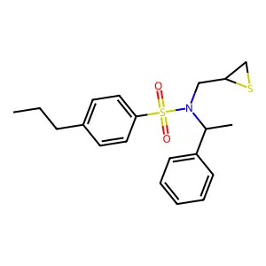N-(1-phenylethyl)-4-propyl-N-(thiiran-2-ylmethyl)benzenesulfonamide structure