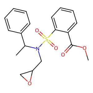 Methyl 2-(oxiran-2-ylmethyl(1-phenylethyl)sulfamoyl)benzoate structure