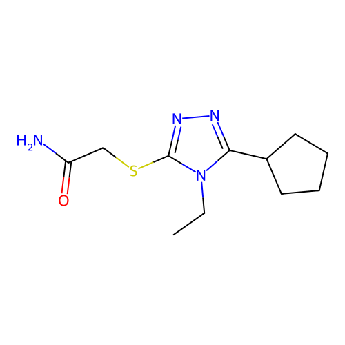 2-[(5-cyclopentyl-4-ethyl-4H-1,2,4-triazol-3-yl)sulfanyl]acetamide structure