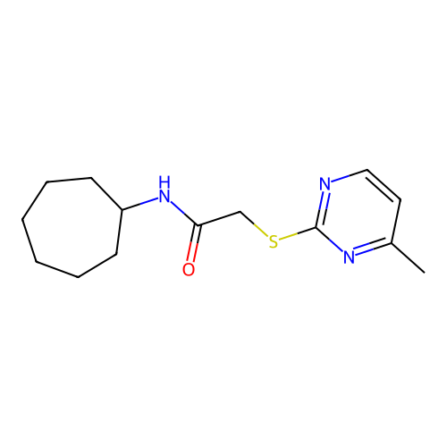 N-cycloheptyl-2-(4-methylpyrimidin-2-yl)sulfanylacetamide structure