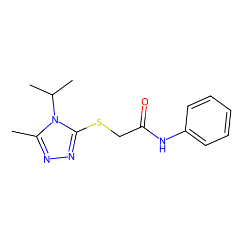 2-[(5-methyl-4-propan-2-yl-1,2,4-triazol-3-yl)sulfanyl]-N-phenylacetamide structure