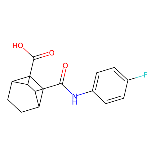 3-[(4-Fluorophenyl)carbamoyl]bicyclo[2.2.2]octane-2-carboxylic acid structure