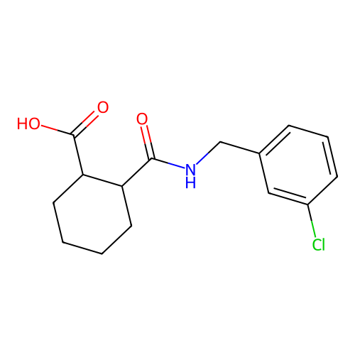 2-[(3-Chlorobenzyl)carbamoyl]cyclohexanecarboxylic acid structure