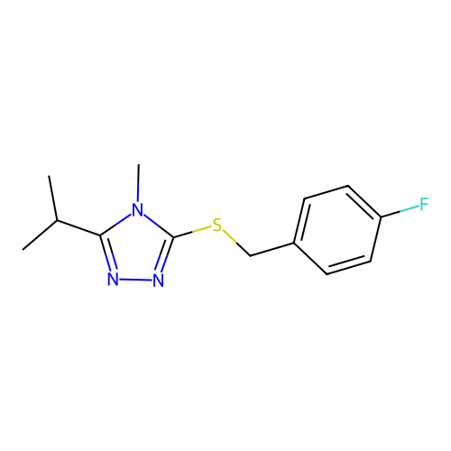 3-[(4-Fluorophenyl)methylsulfanyl]-4-methyl-5-propan-2-yl-1,2,4-triazole structure
