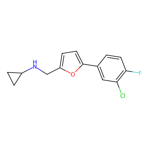 N-{[5-(3-chloro-4-fluorophenyl)furan-2-yl]methyl}cyclopropanamine structure