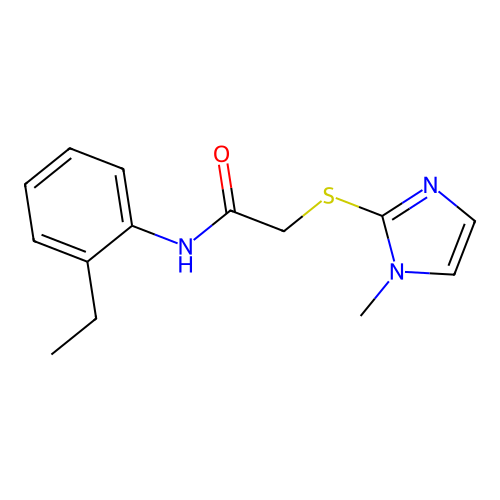N-(2-ethylphenyl)-2-(1-methylimidazol-2-yl)sulfanylacetamide structure