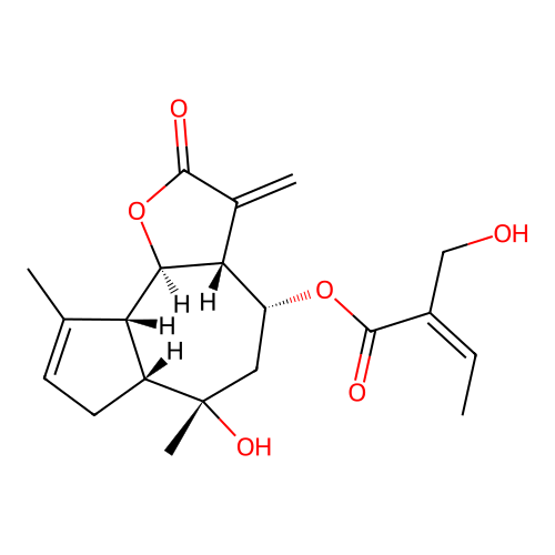 2-Butenoic acid, 2-(hydroxymethyl)-, 2,3,3a,4,5,6,6a,7,9a,9b-Decahydro-6-hydroxy-6,9-dimethyl-3-methylene-2-oxoazuleno(4,5-b)furan-4-yl ester, (3aR-(3aalpha,4beta(Z),6alpha,6aalpha,9aalpha,9bbeta))- structure