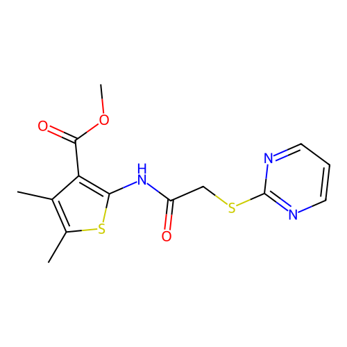 Methyl 4,5-dimethyl-2-(2-pyrimidin-2-ylthioacetylamino)thiophene-3-carboxylate structure