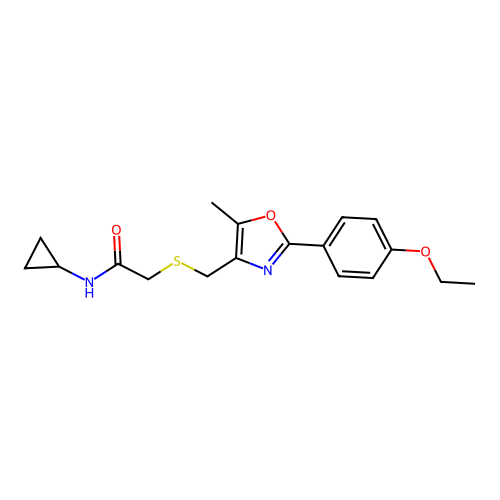 N-cyclopropyl-2-[[2-(4-ethoxyphenyl)-5-methyl-4-oxazolyl]methylthio]acetamide structure