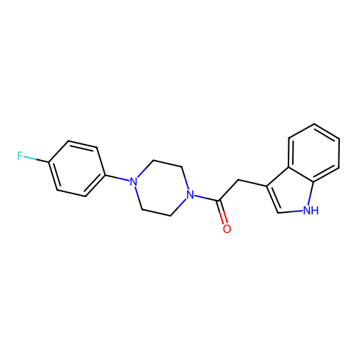 1-[4-(4-fluorophenyl)piperazin-1-yl]-2-(1H-indol-3-yl)ethanone structure