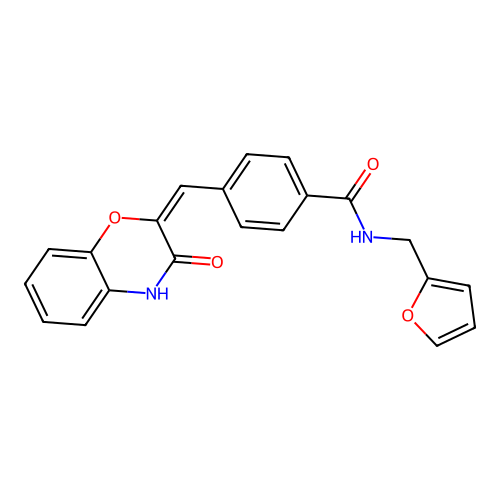 4-[(3,4-Dihydro-3-oxo-2H-1,4-benzoxazin-2-ylidene)methyl]-N-(2-furanylmethyl)benzamide structure