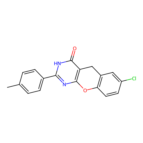 7-chloro-2-(p-tolyl)-3H-chromeno[2,3-d]pyrimidin-4(5H)-one structure