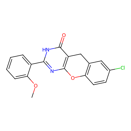 7-chloro-2-(2-methoxyphenyl)-3H-chromeno[2,3-d]pyrimidin-4(5H)-one structure