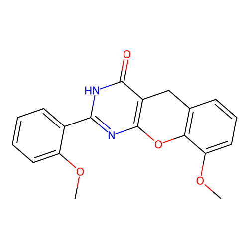 9-methoxy-2-(2-methoxyphenyl)-3H-chromeno[2,3-d]pyrimidin-4(5H)-one structure