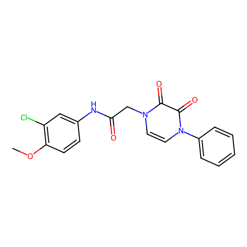 N-(3-chloro-4-methoxyphenyl)-2-(2,3-dioxo-4-phenylpyrazin-1-yl)acetamide structure