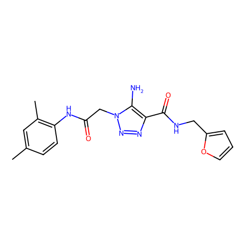 5-amino-1-[2-(2,4-dimethylanilino)-2-oxoethyl]-N-(furan-2-ylmethyl)triazole-4-carboxamide structure