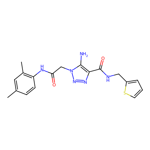 5-amino-1-[2-(2,4-dimethylanilino)-2-oxoethyl]-N-(thiophen-2-ylmethyl)triazole-4-carboxamide structure
