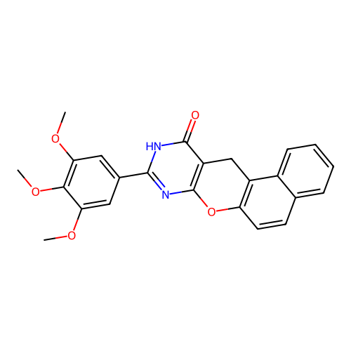 2-(3,4,5-trimethoxyphenyl)-4,5-dihydro-3H-12-oxa-1,3-diazatetraphen-4-one structure