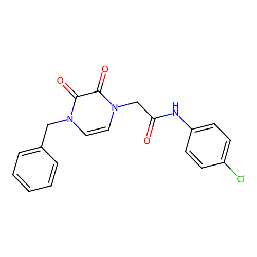2-(4-benzyl-2,3-dioxopyrazin-1-yl)-N-(4-chlorophenyl)acetamide structure