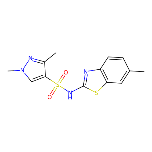 1,3-dimethyl-N-(6-methylbenzo[d]thiazol-2-yl)-1H-pyrazole-4-sulfonamide structure