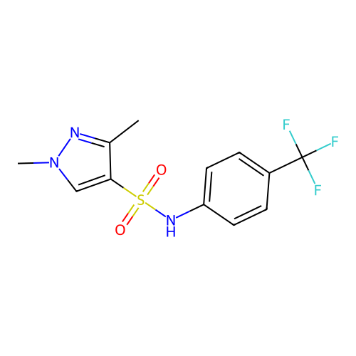 1,3-dimethyl-N-[4-(trifluoromethyl)phenyl]-1H-pyrazole-4-sulfonamide structure