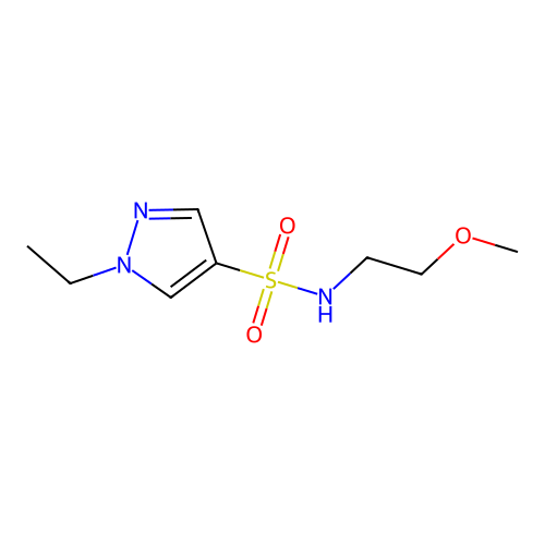 1-ethyl-N-(2-methoxyethyl)pyrazole-4-sulfonamide structure