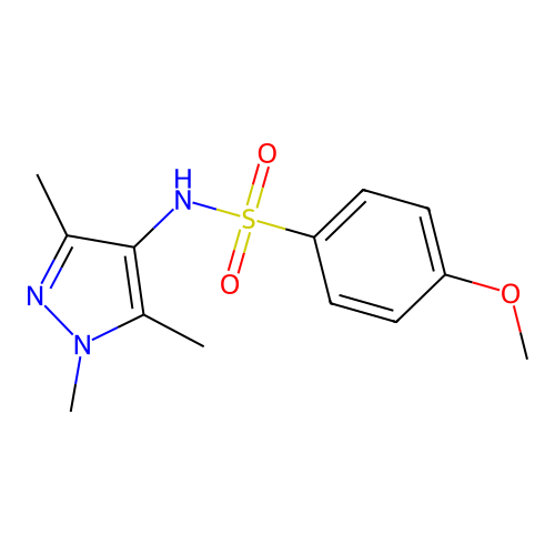 4-methoxy-N-(1,3,5-trimethyl-1H-pyrazol-4-yl)benzene-1-sulfonamide structure