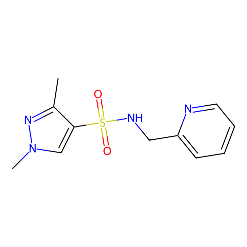 1,3-dimethyl-N-(pyridin-2-ylmethyl)-1H-pyrazole-4-sulfonamide structure