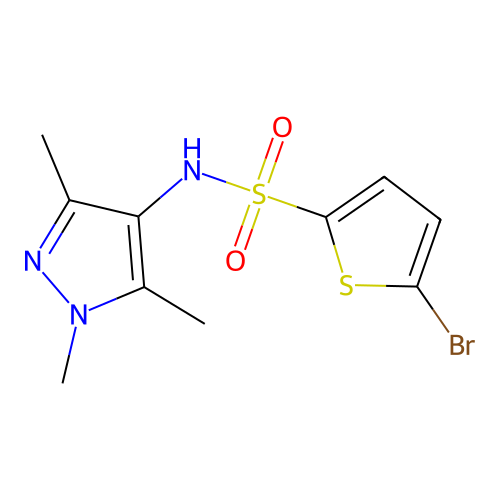 5-bromo-N-(1,3,5-trimethyl-1H-pyrazol-4-yl)thiophene-2-sulfonamide structure