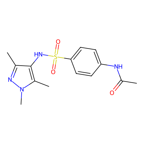 N-{4-[(1,3,5-trimethyl-1H-pyrazol-4-yl)sulfamoyl]phenyl}acetamide structure