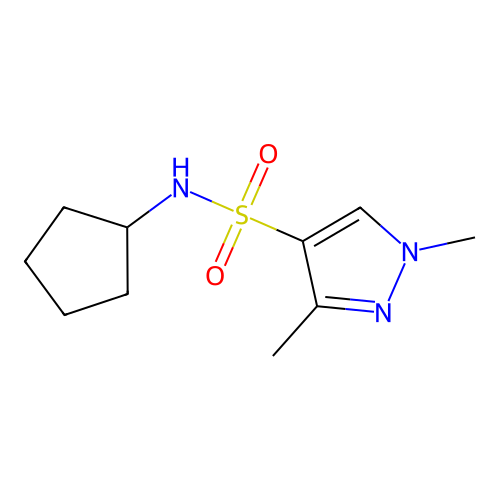 N-cyclopentyl-1,3-dimethyl-1H-pyrazole-4-sulfonamide structure