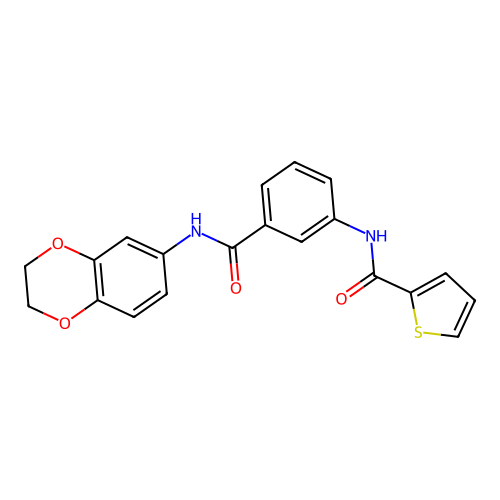 N-[3-(2,3-dihydro-1,4-benzodioxin-6-ylcarbamoyl)phenyl]thiophene-2-carboxamide structure