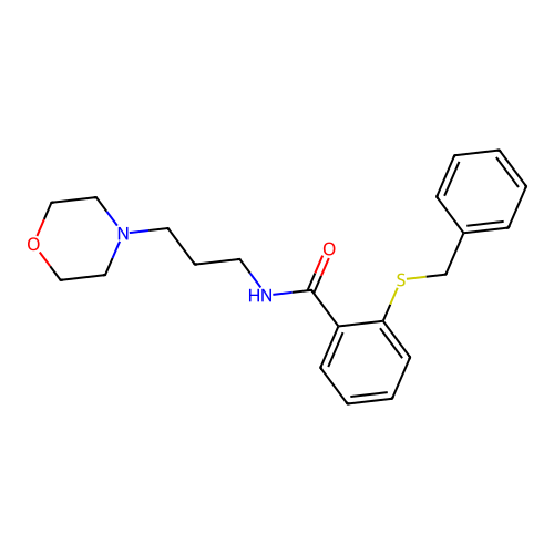 2-benzylsulfanyl-N-(3-morpholin-4-ylpropyl)benzamide structure